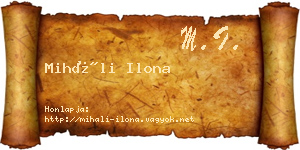 Miháli Ilona névjegykártya